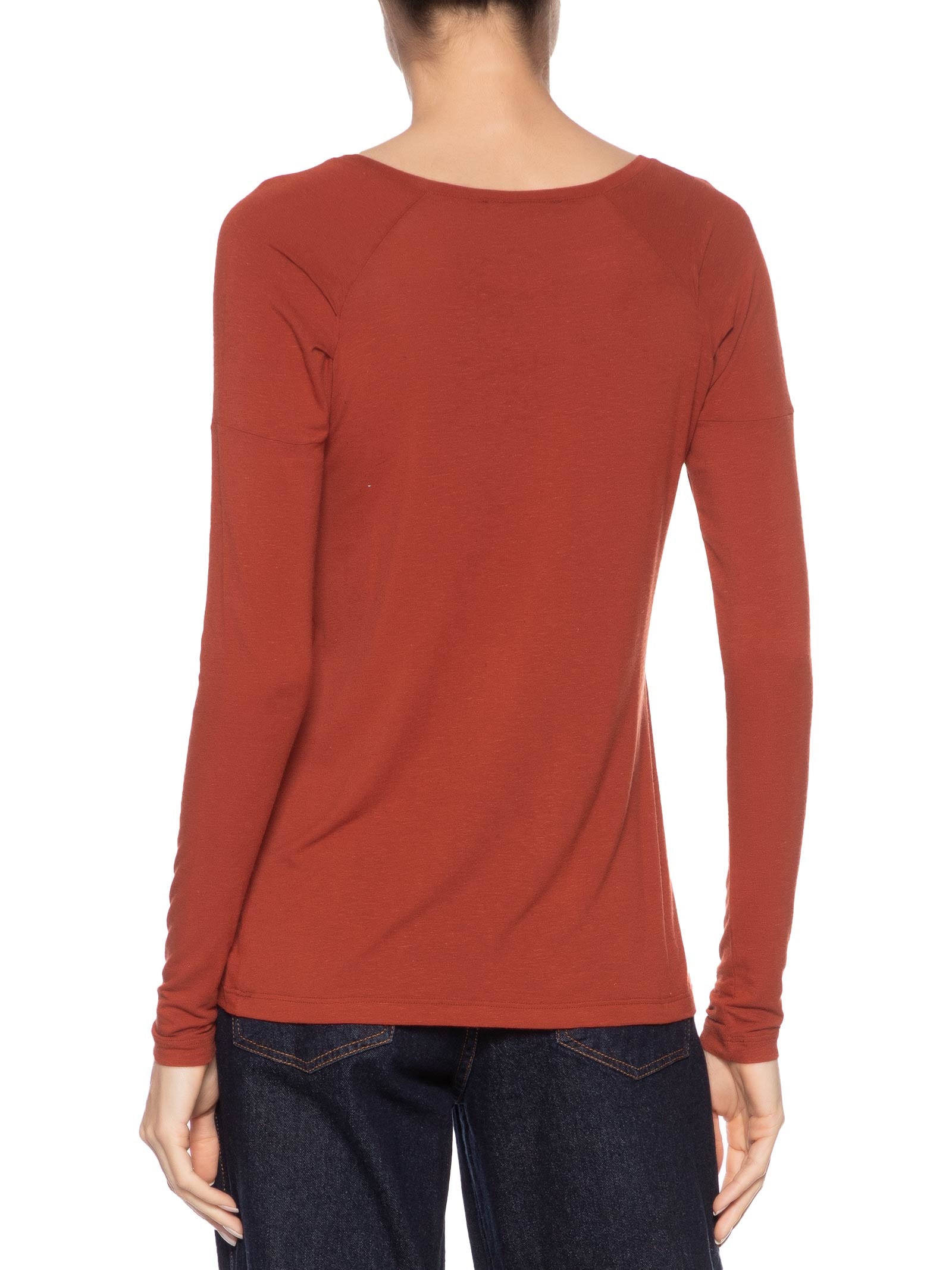 Blusa Feminina Manga Longa Raglan Desconstruída Color Vermelho Animale