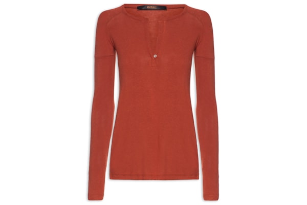 Blusa Feminina Manga Longa Raglan Desconstruída Color - Vermelho