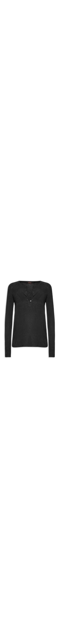 Blusa Feminina Manga Longa Raglan Desconstruída - Preto