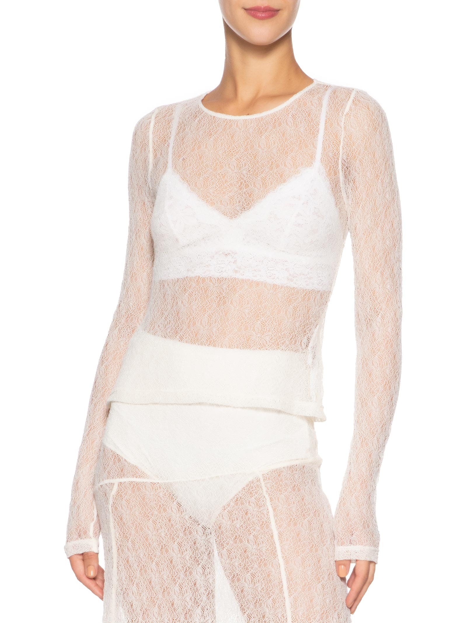 Blusa Feminina Manga Longa Rendinha Branco Farm