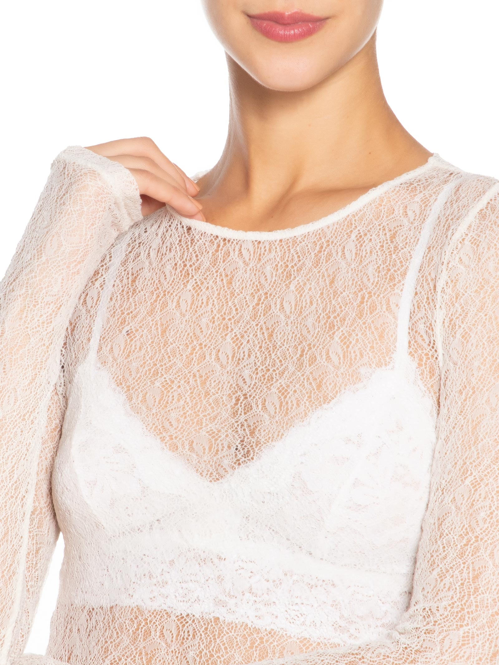 Blusa Feminina Manga Longa Rendinha Branco Farm