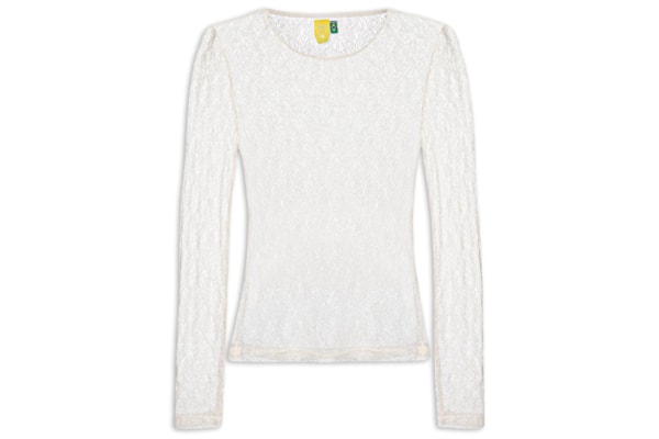 Blusa Feminina Manga Longa Rendinha - Branco