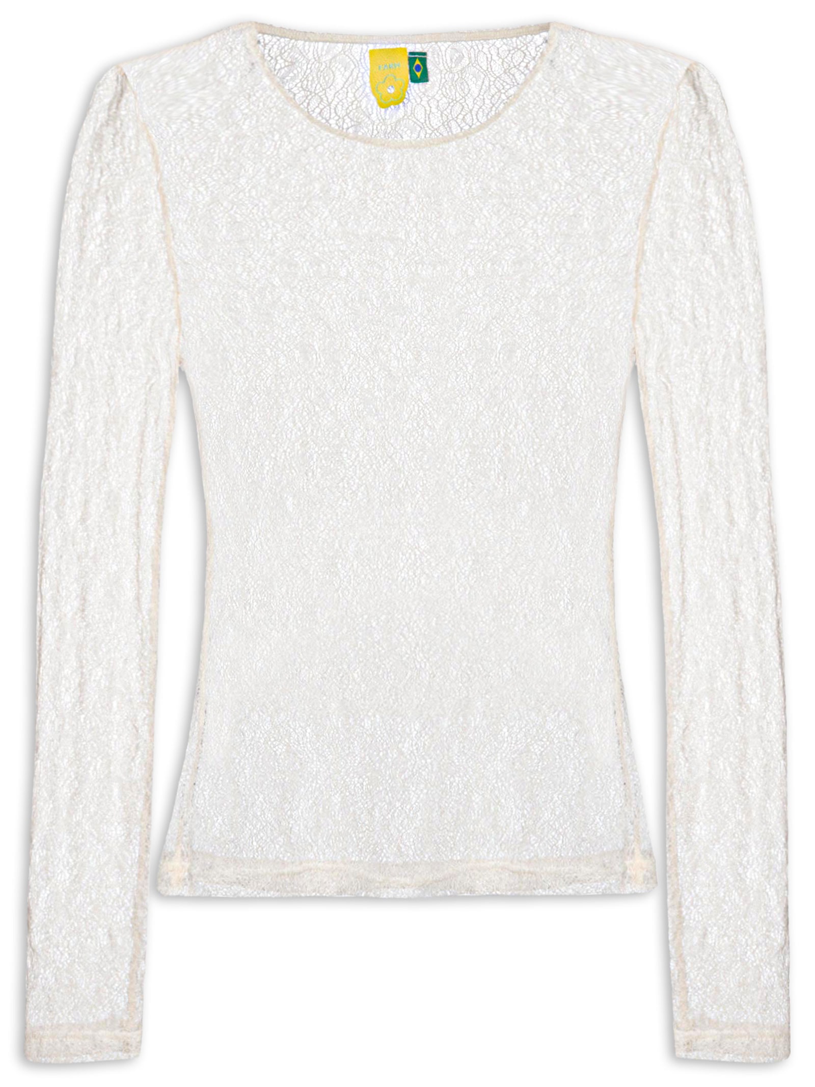 Blusa Feminina Manga Longa Rendinha Branco Farm