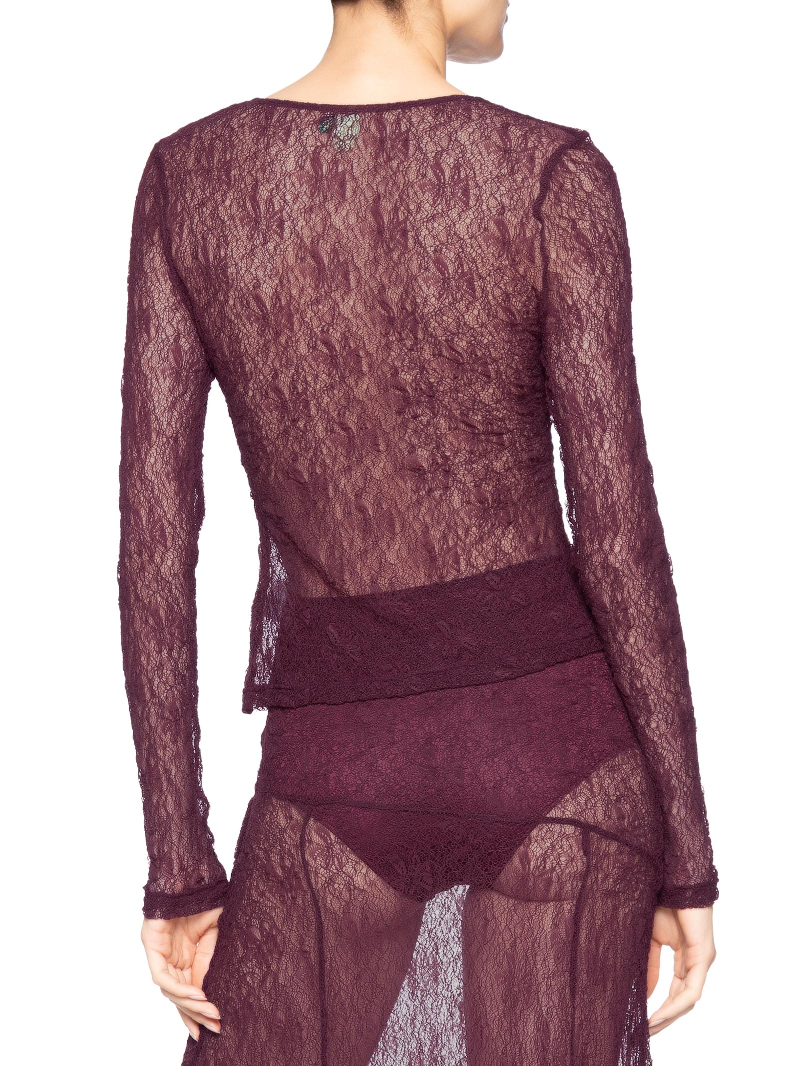 Blusa Feminina Manga Longa Rendinha Roxo Farm