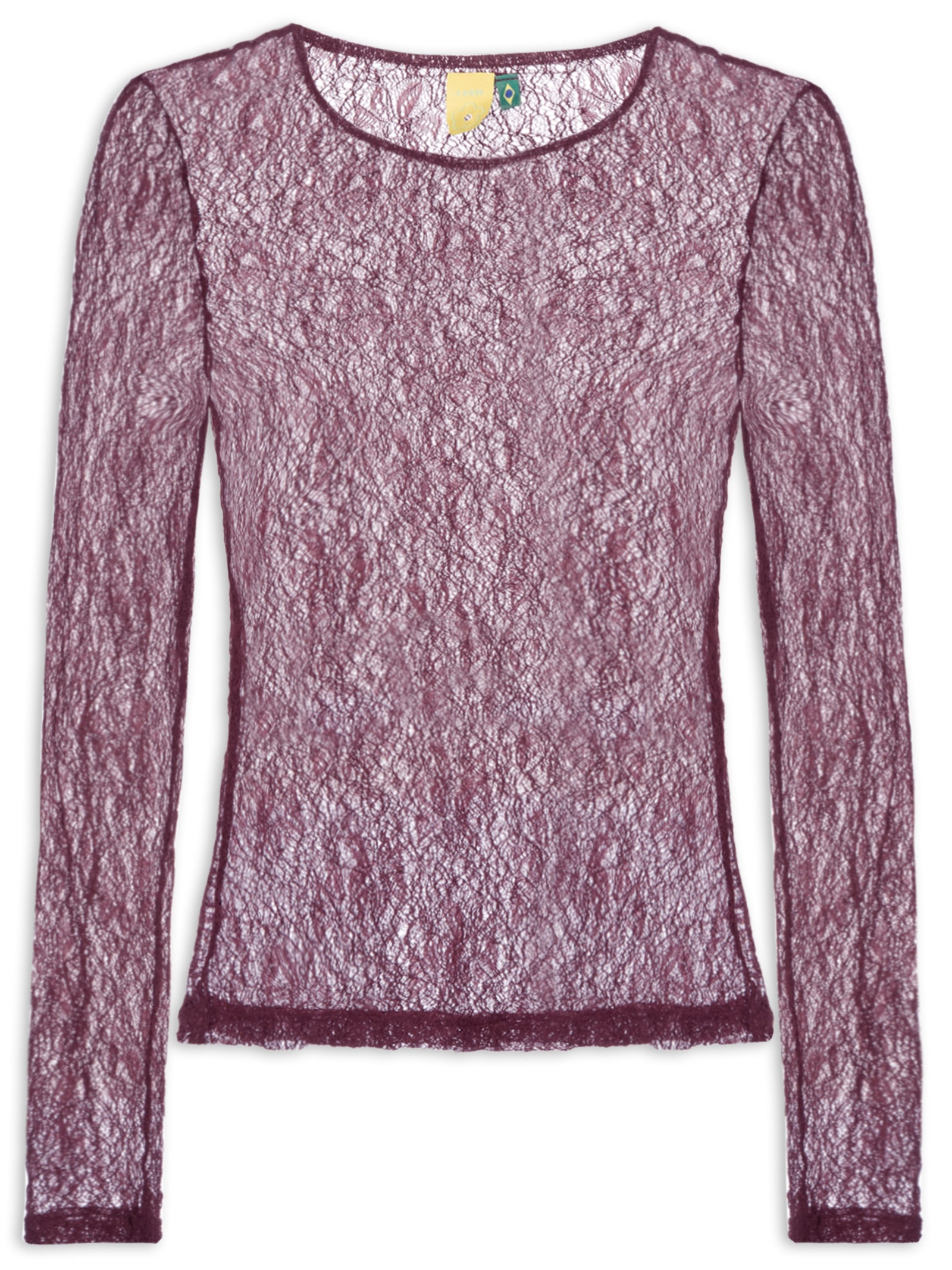 Blusa Feminina Manga Longa Rendinha Roxo Farm