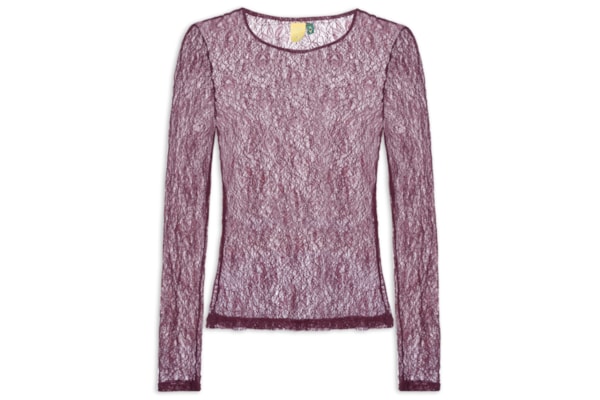 Blusa Feminina Manga Longa Rendinha - Roxo