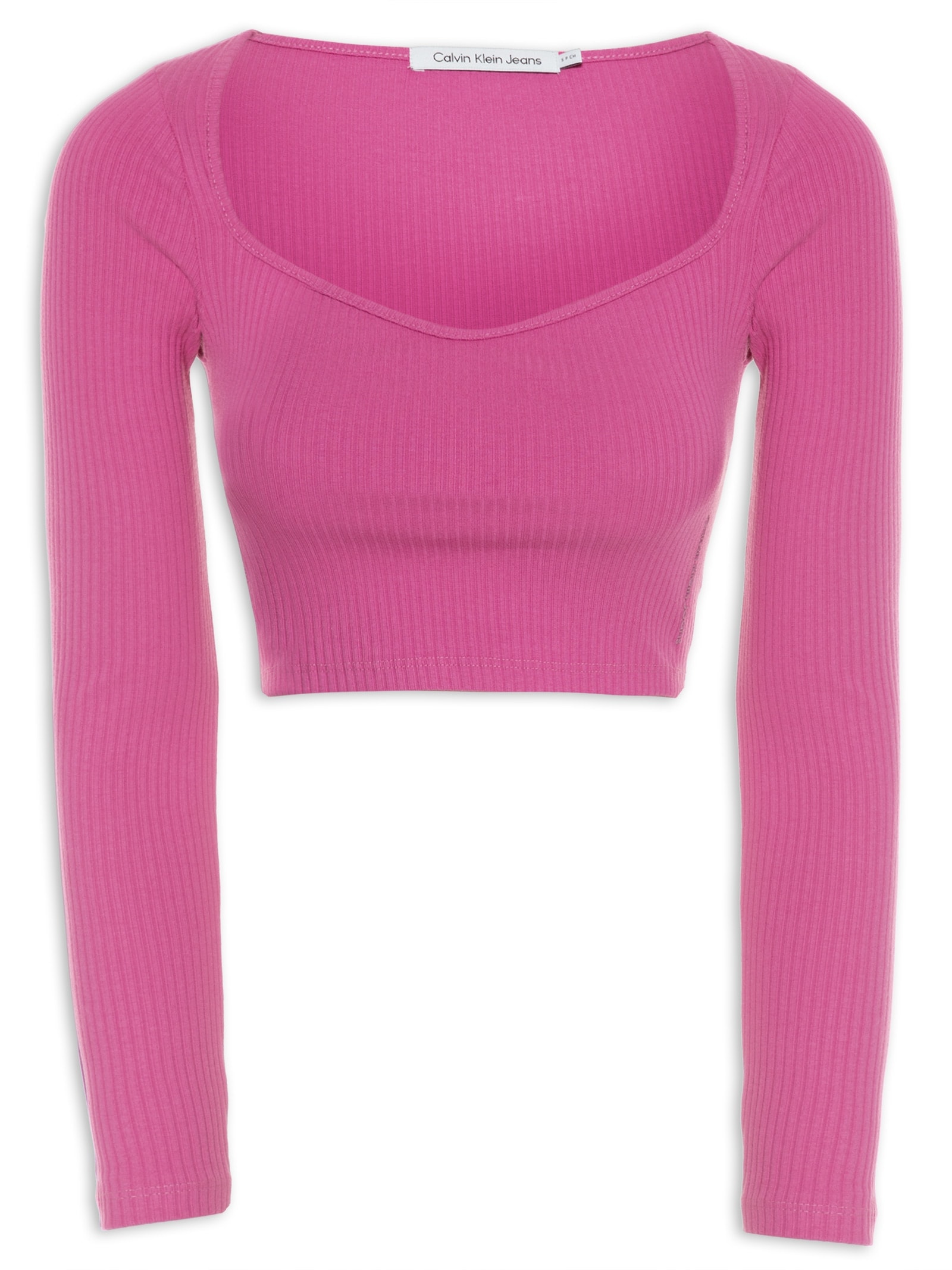 Blusa Feminina Manga Longa Ribana Decote Coração Rosa  Calvin Klein Jeans