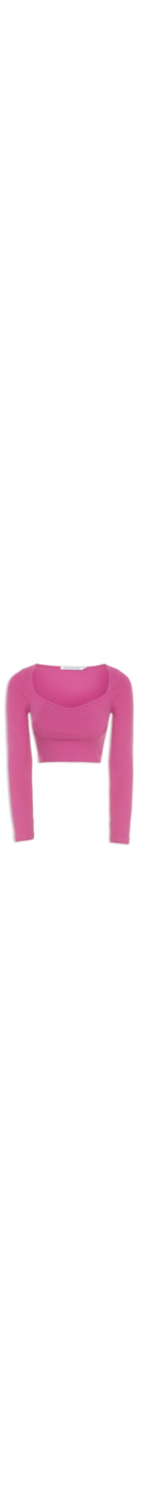Blusa Feminina Manga Longa Ribana Decote Coração - Rosa
