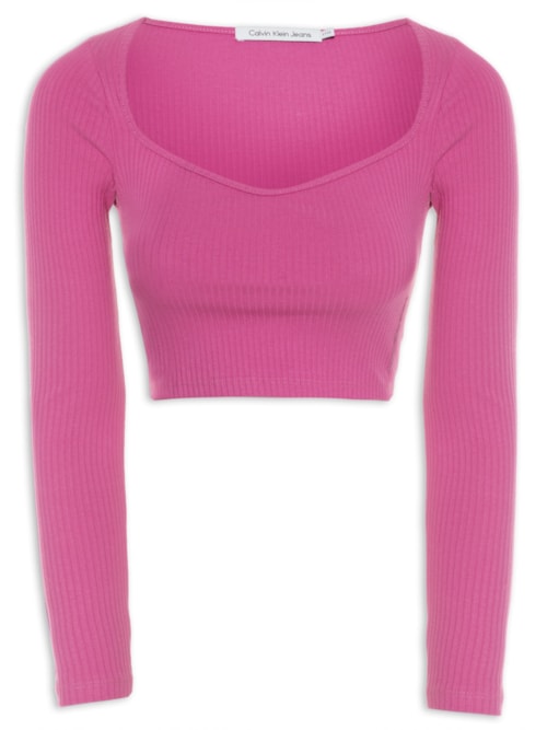 Blusa Feminina Manga Longa Ribana Decote Coração – Rosa