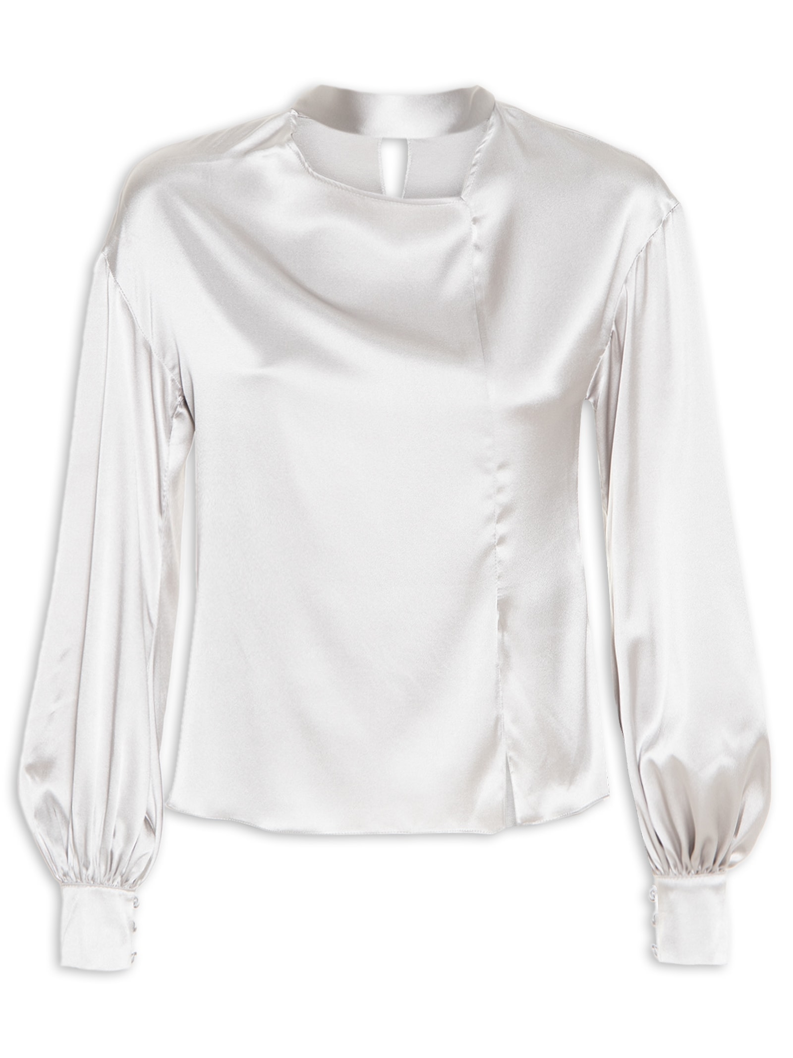 Blusa Feminina Manga Longa Seda Cinza '2Essential