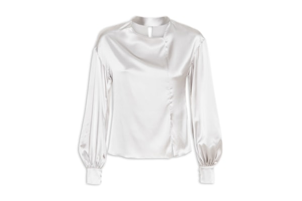 Blusa Feminina Manga Longa Seda - Cinza