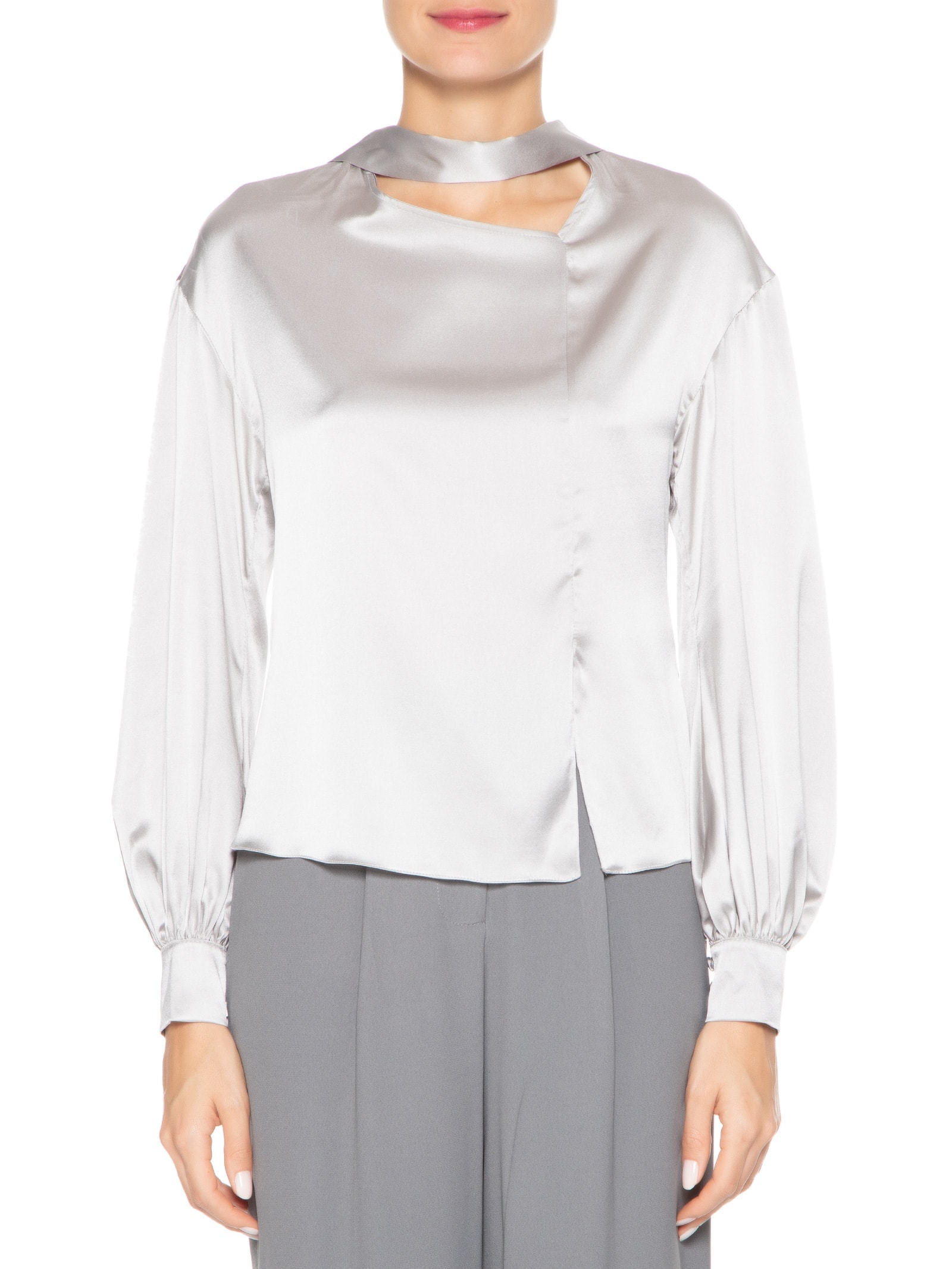 Blusa Feminina Manga Longa Seda Cinza '2Essential