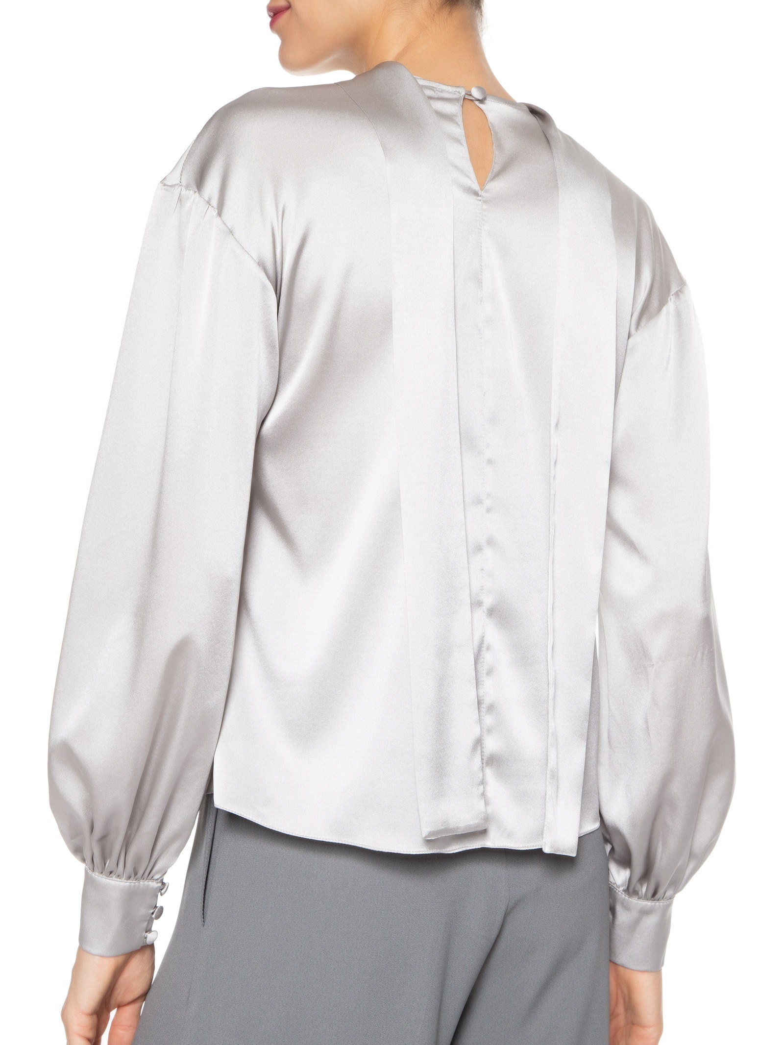 Blusa Feminina Manga Longa Seda Cinza '2Essential