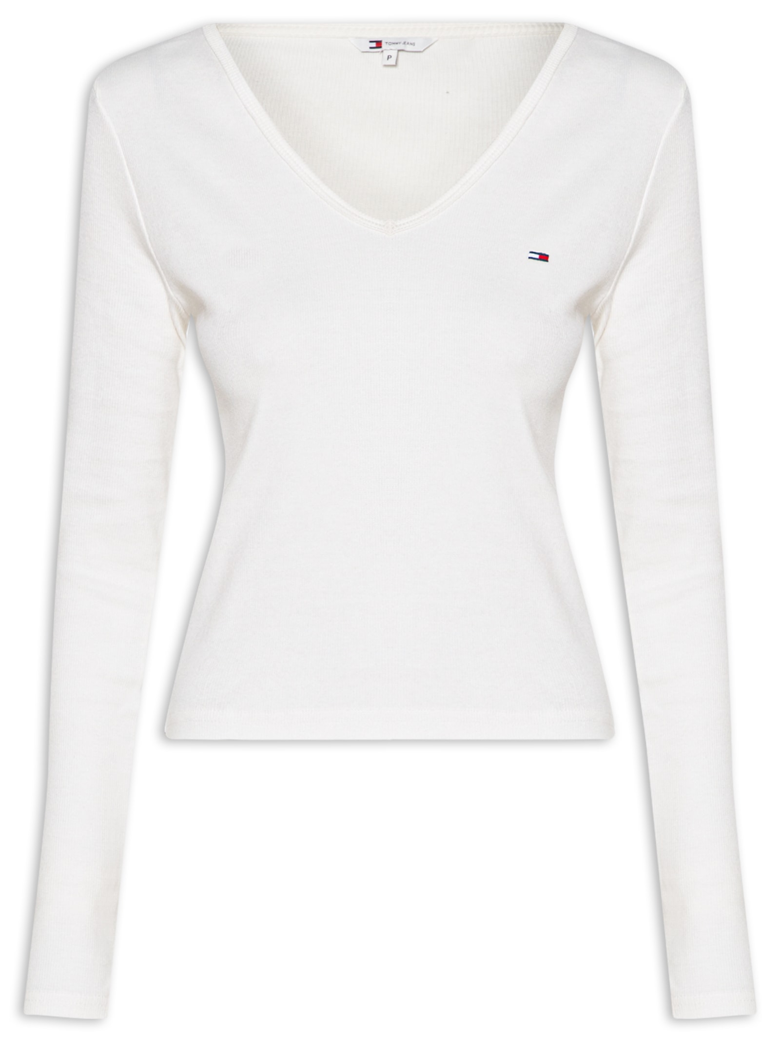 Blusa Feminina Manga Longa Slim Essential Off White Tommy Jeans