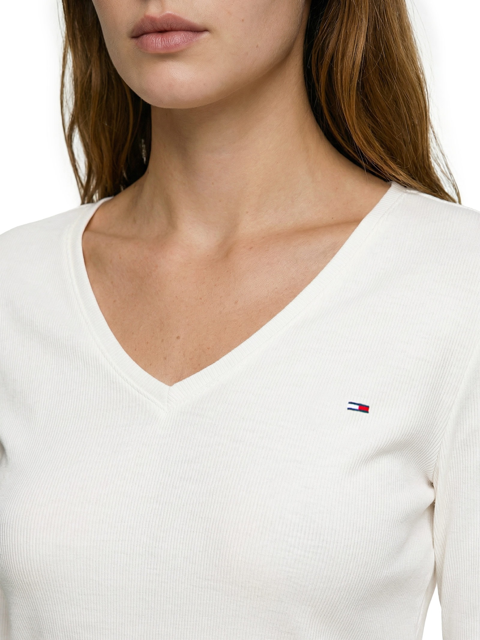 Blusa Feminina Manga Longa Slim Essential Off White Tommy Jeans