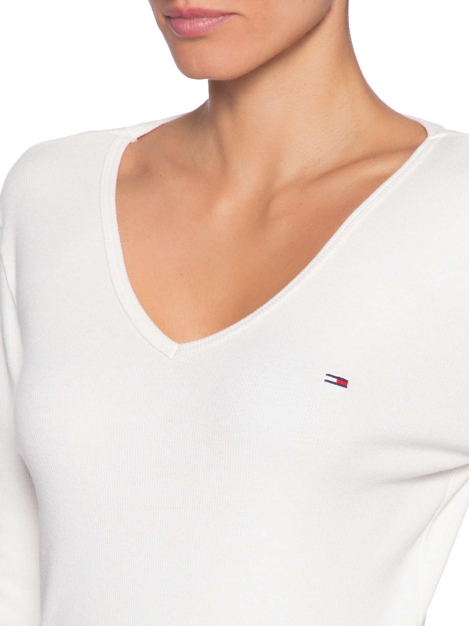 Blusa Feminina Manga Longa Slim Essential Off White Tommy Jeans