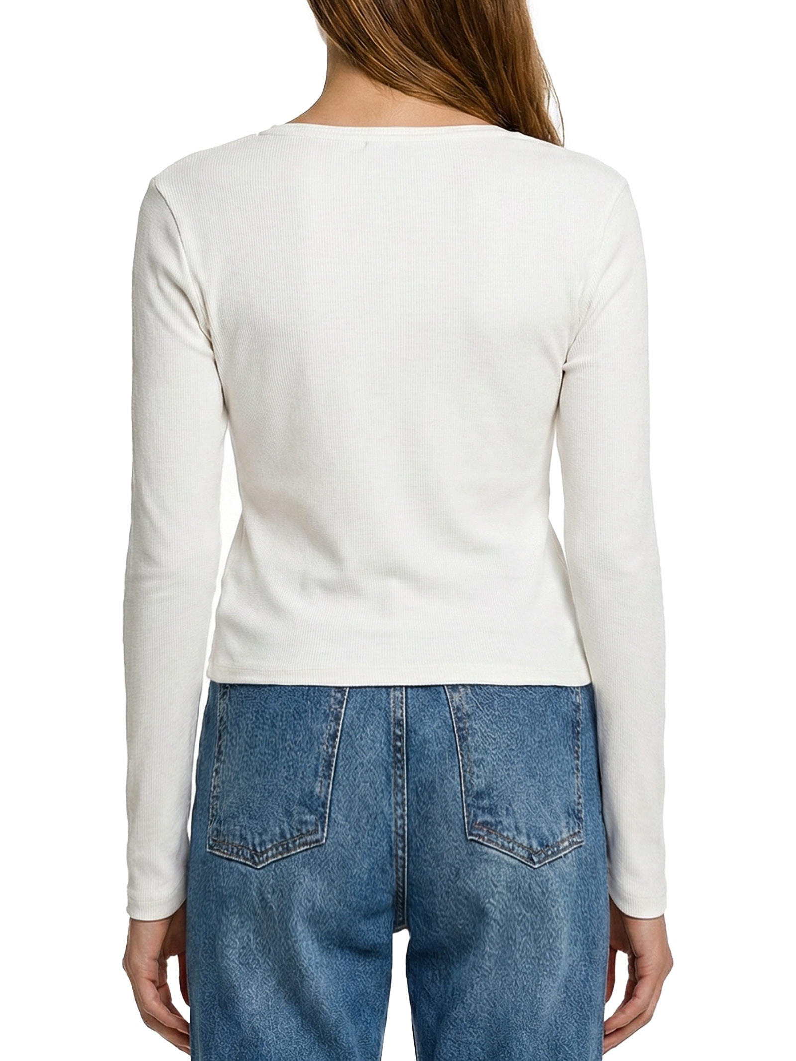 Blusa Feminina Manga Longa Slim Essential Off White Tommy Jeans