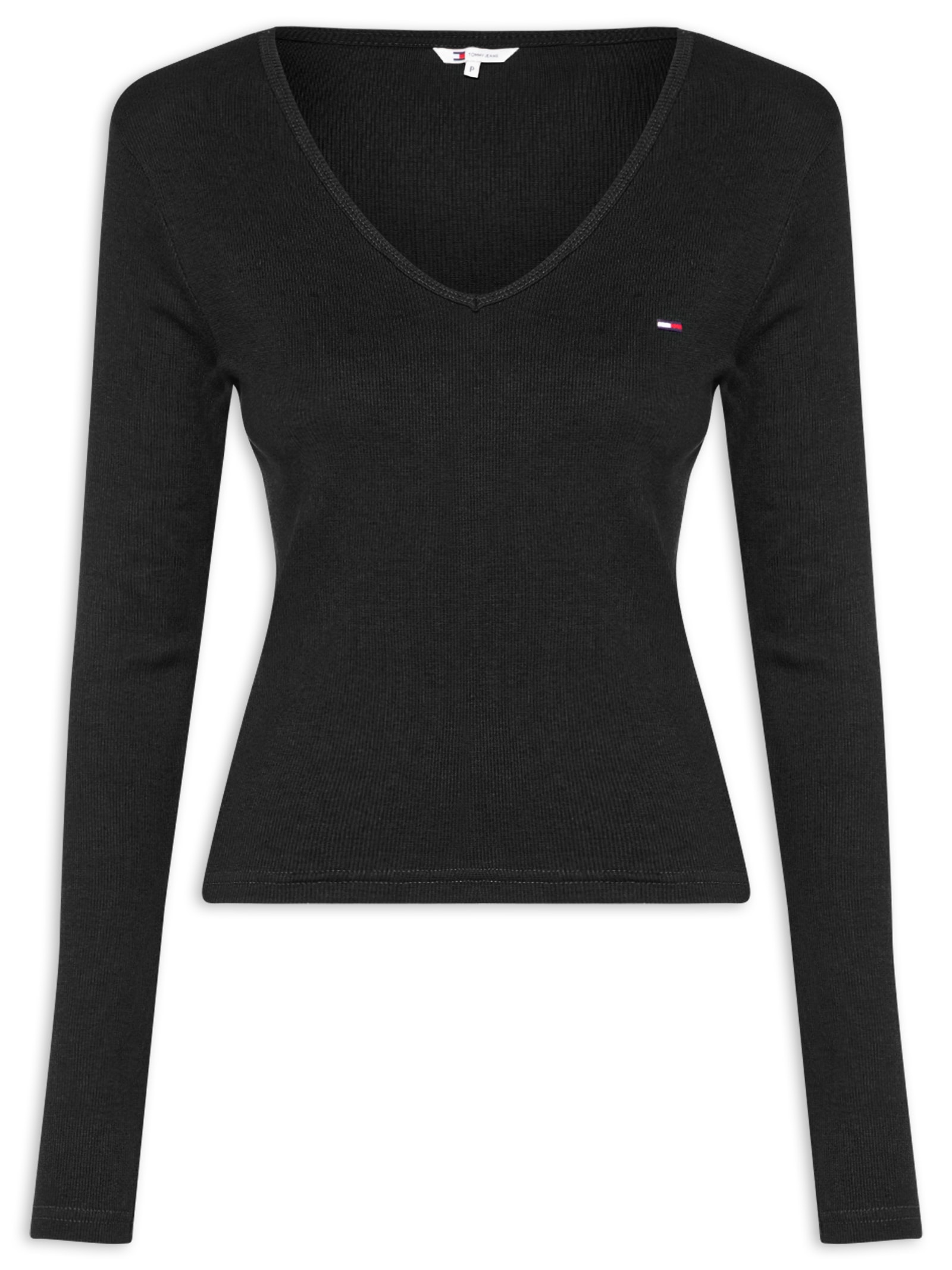 Blusa Feminina Manga Longa Slim Essential Preto Tommy Jeans