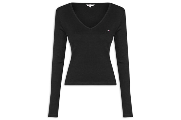 Blusa Feminina Manga Longa Slim Essential - Preto