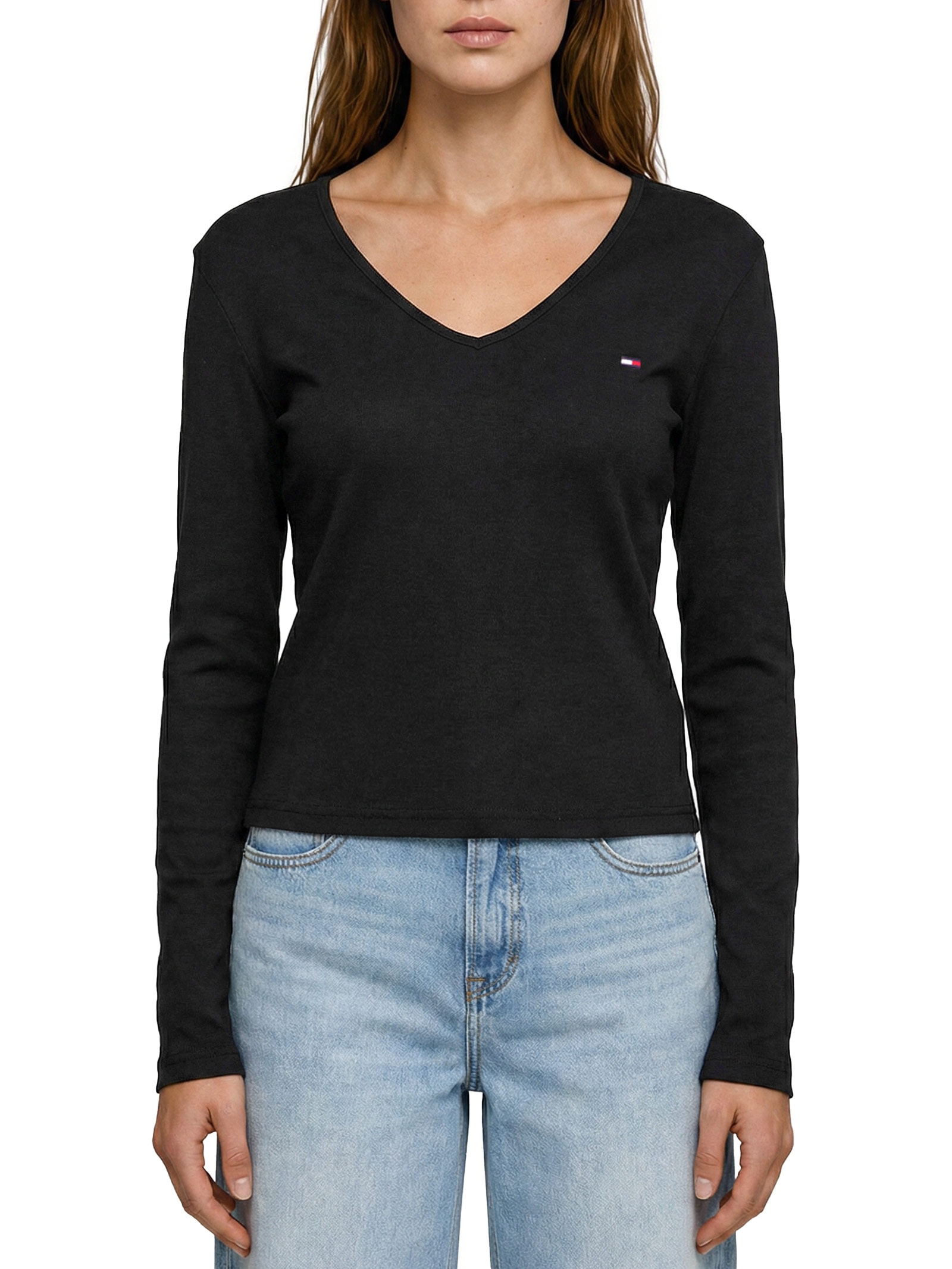 Blusa Feminina Manga Longa Slim Essential Preto Tommy Jeans