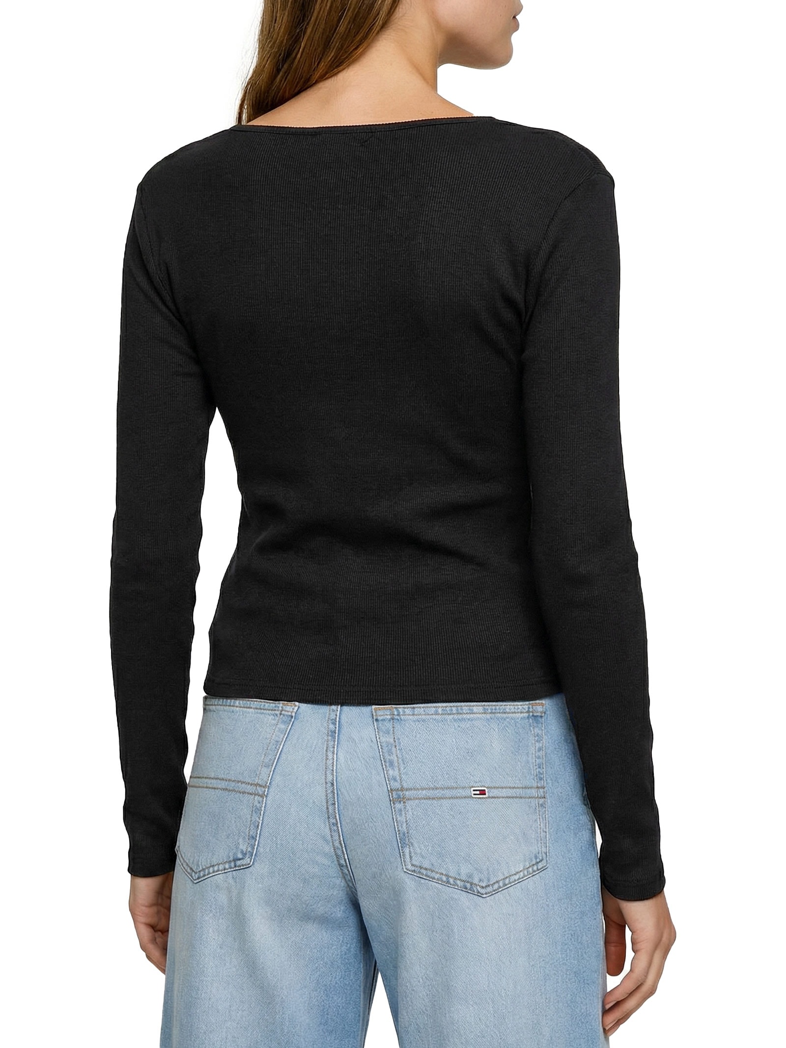 Blusa Feminina Manga Longa Slim Essential Preto Tommy Jeans