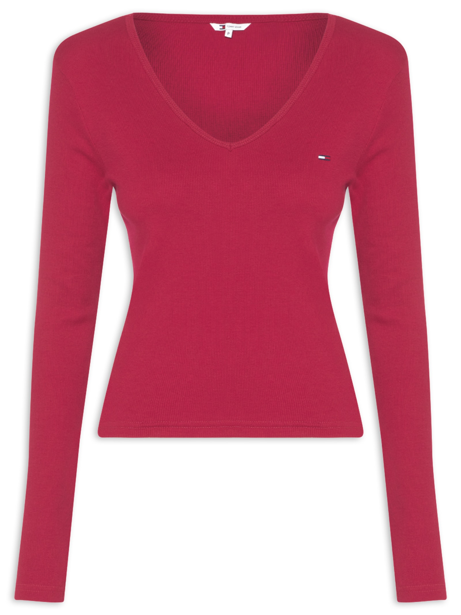 Blusa Feminina Manga Longa Slim Essential Vermelho Tommy Jeans