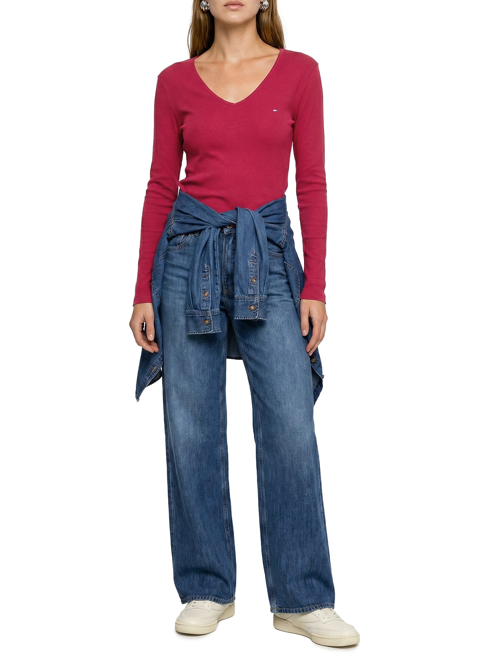 Blusa Feminina Manga Longa Slim Essential Vermelho Tommy Jeans