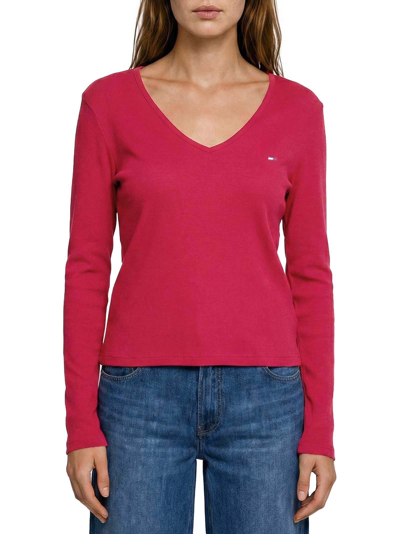 Blusa Feminina Manga Longa Slim Essential Vermelho Tommy Jeans