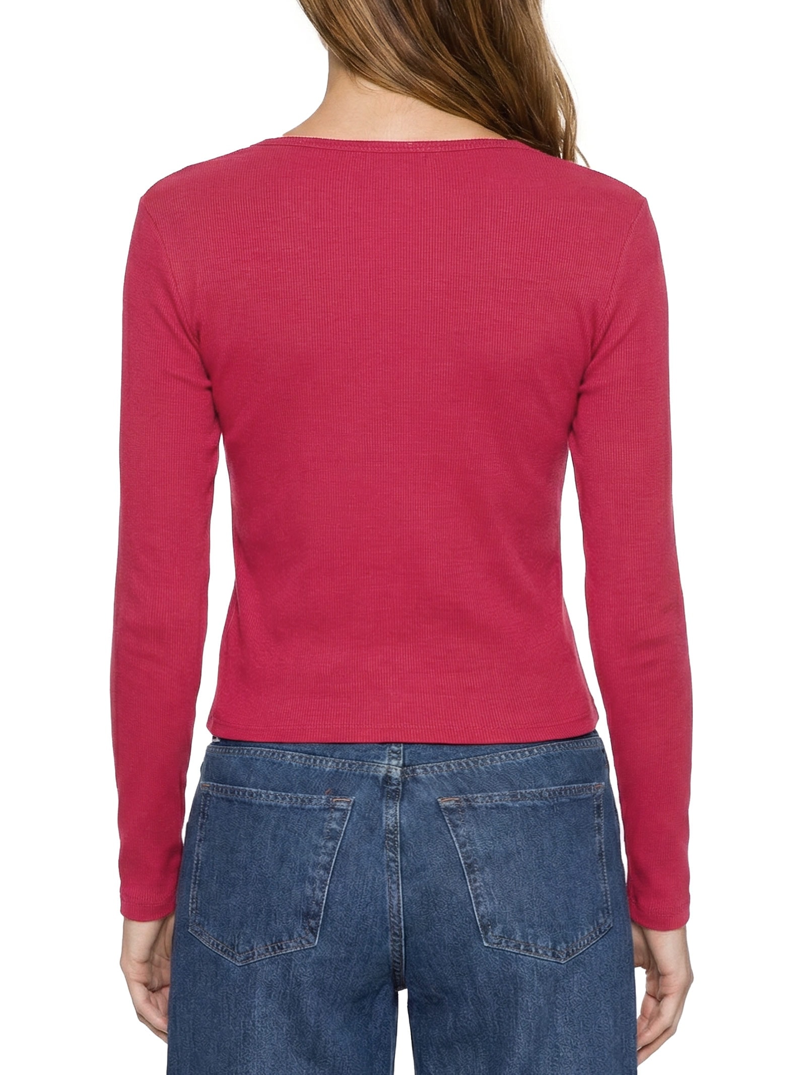 Blusa Feminina Manga Longa Slim Essential Vermelho Tommy Jeans