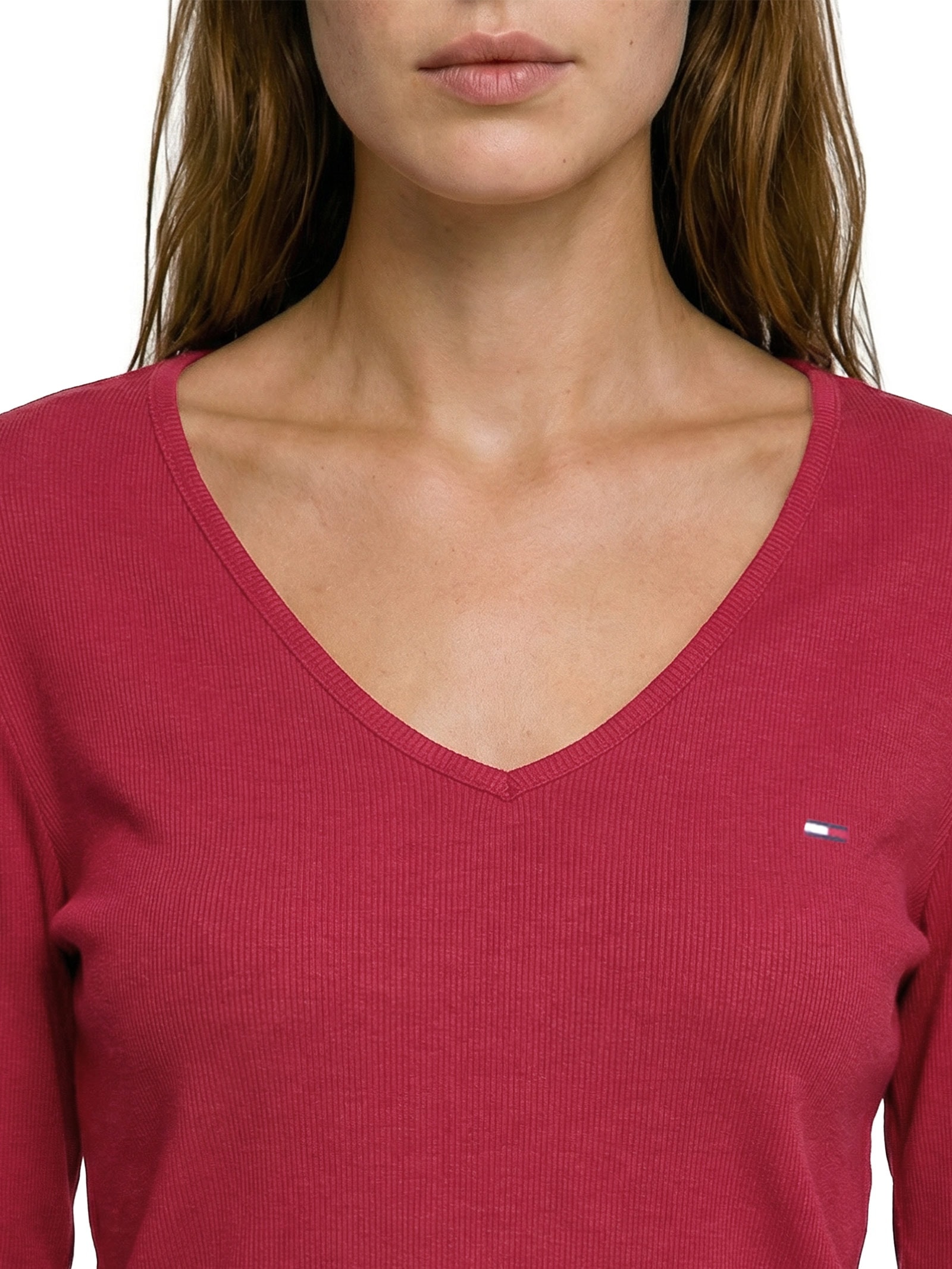 Blusa Feminina Manga Longa Slim Essential Vermelho Tommy Jeans