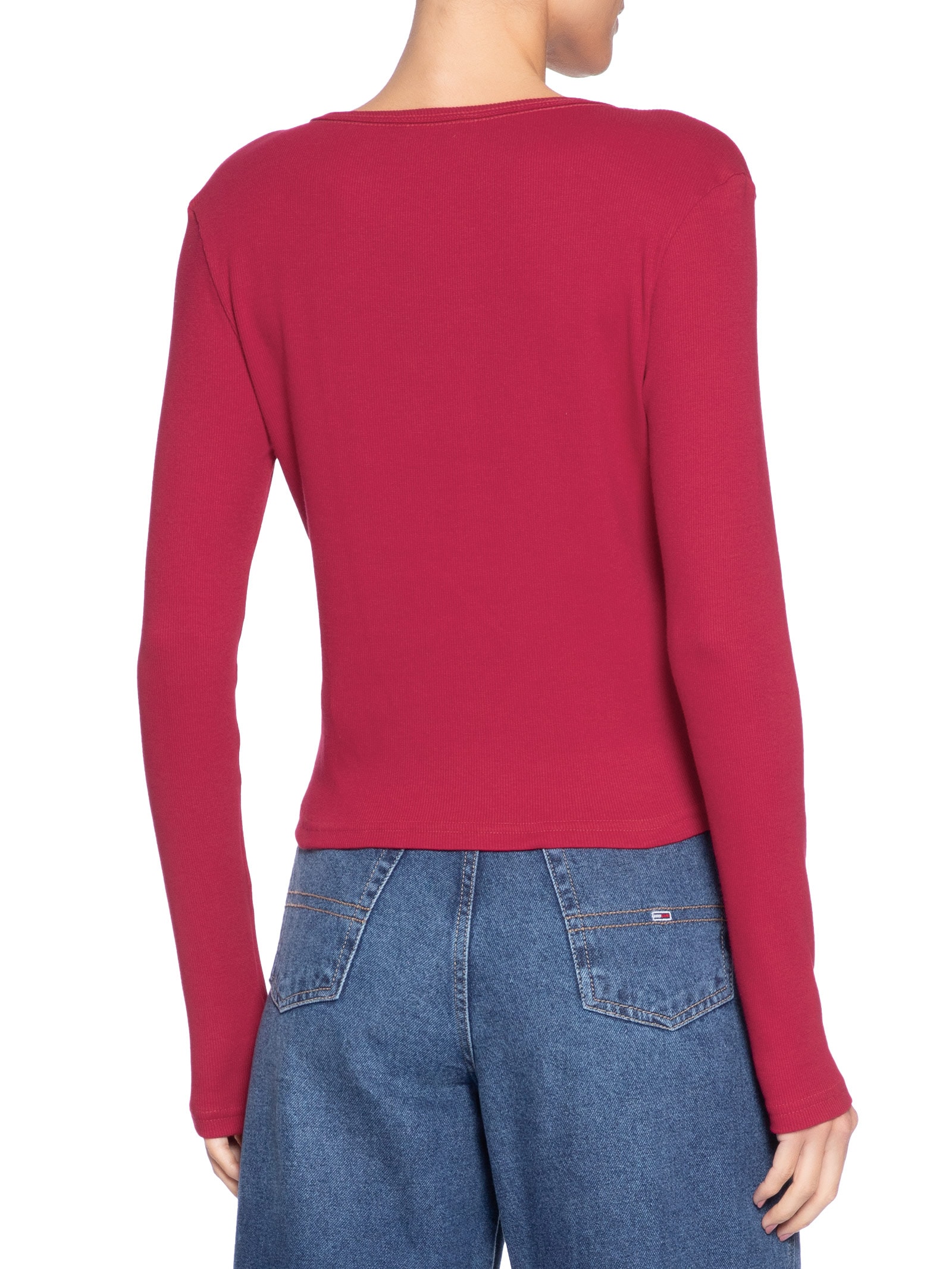Blusa Feminina Manga Longa Slim Essential Vermelho Tommy Jeans