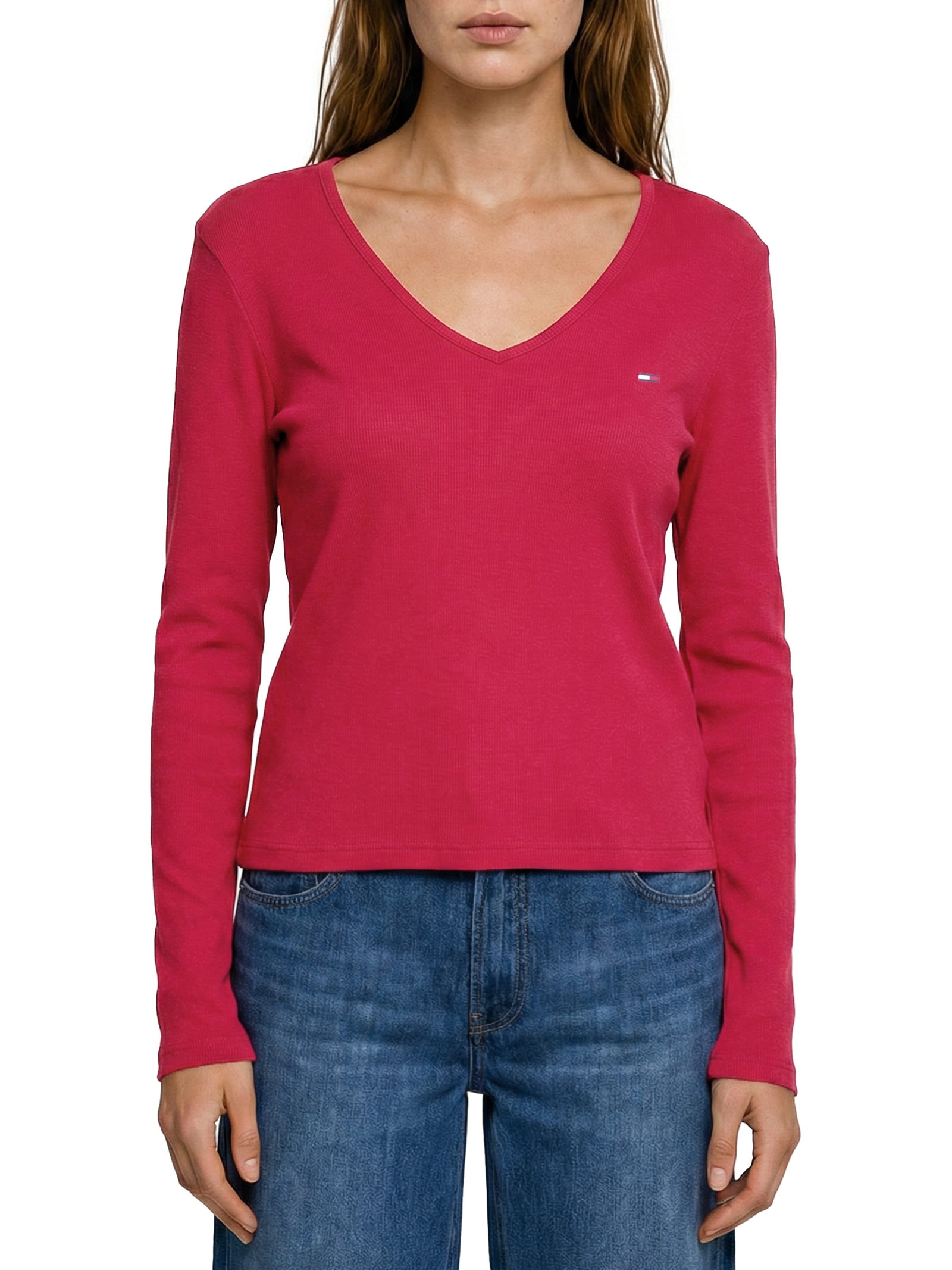 Blusa Feminina Manga Longa Slim Essential Vermelho Tommy Jeans