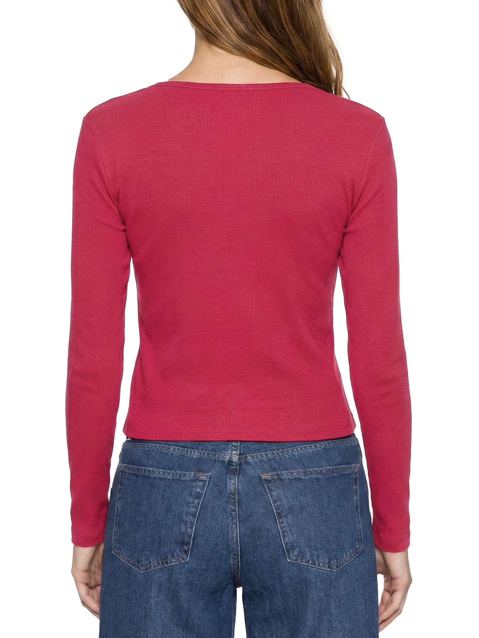 Blusa Feminina Manga Longa Slim Essential Vermelho Tommy Jeans