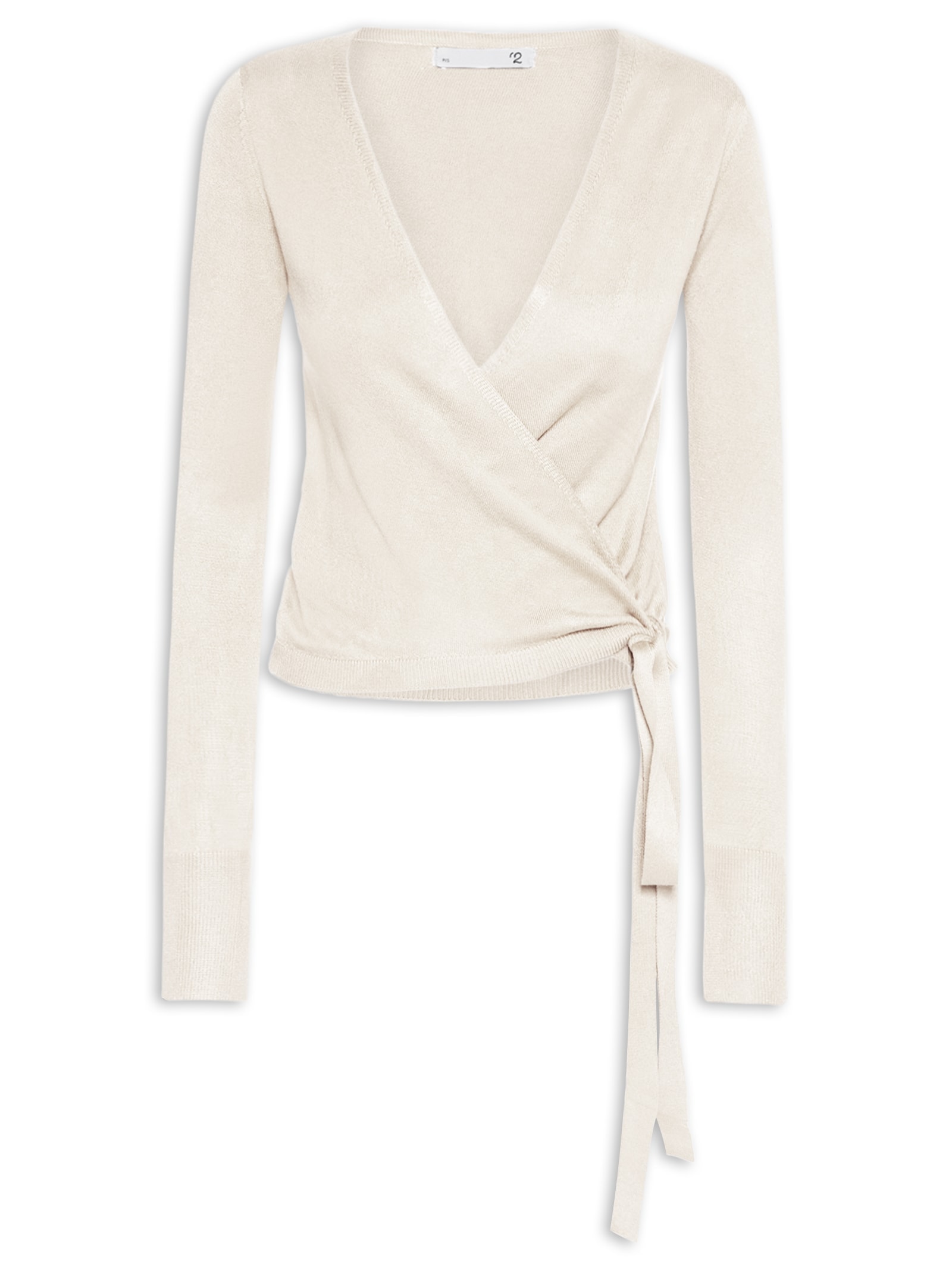 Blusa Feminina Manga Longa Transpassada Off White '2Essential