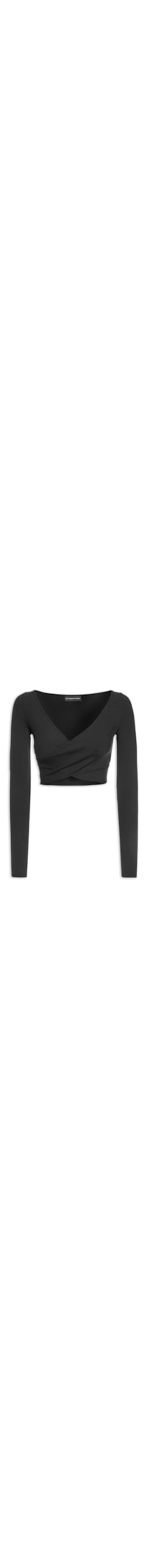Blusa Feminina Manga Longa Transpassada - Preto