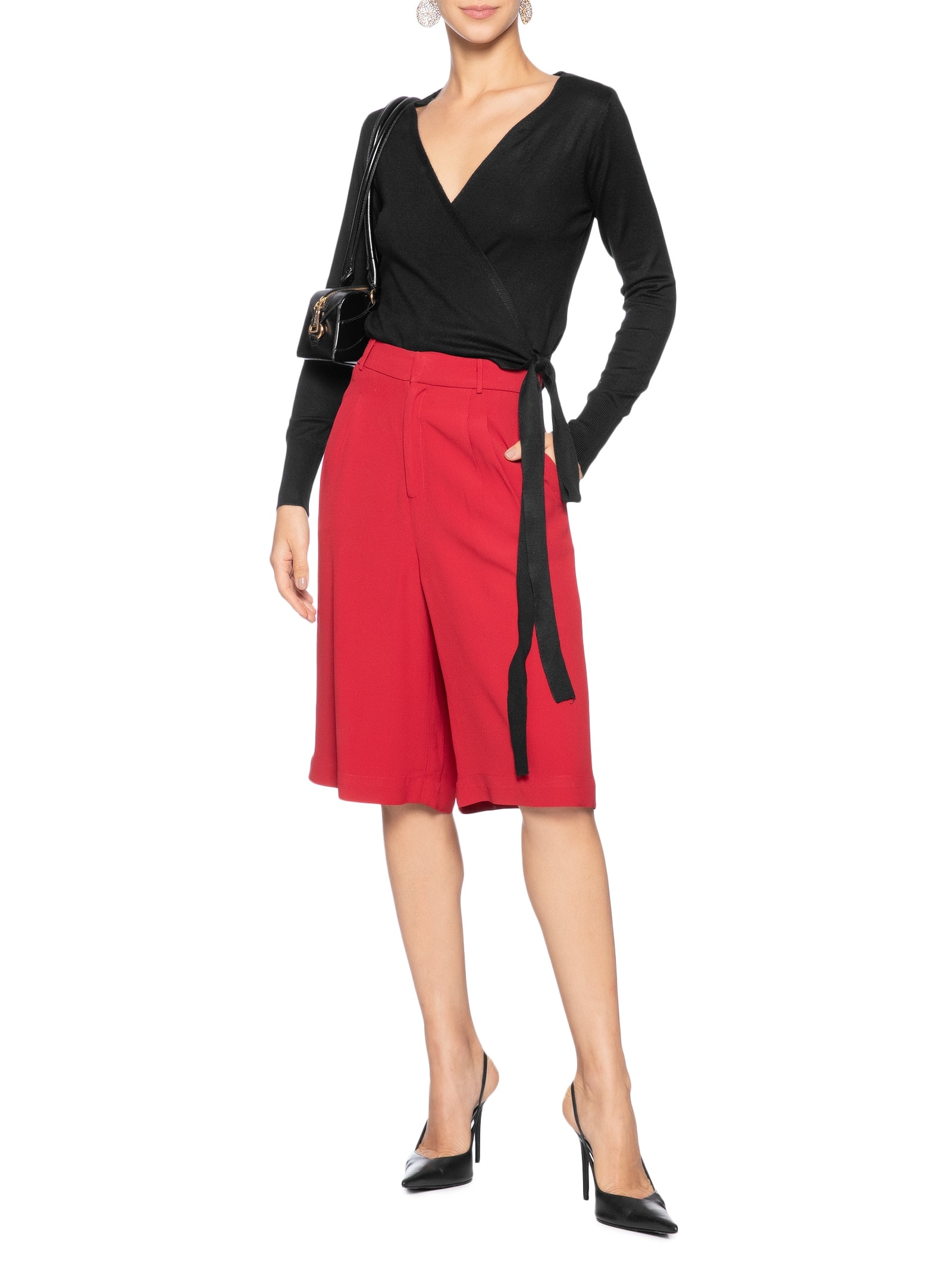 Blusa Feminina Manga Longa Transpassada Preto '2Essential