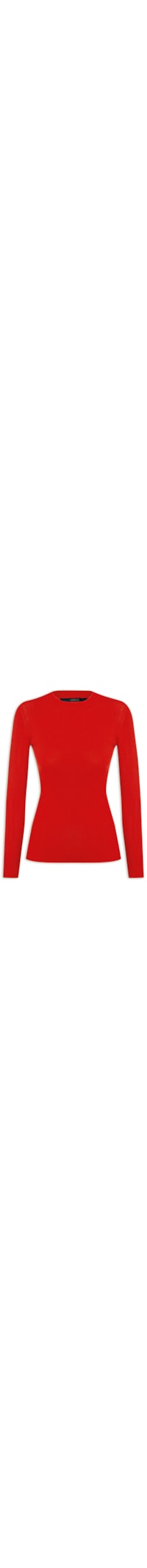 Blusa Feminina Manga Longa Tricot Básico Canelado - Vermelho