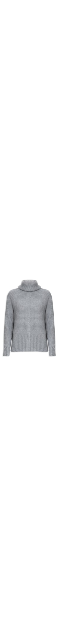 Blusa Feminina Manga Longa Tricot Com Gola Alta - Cinza