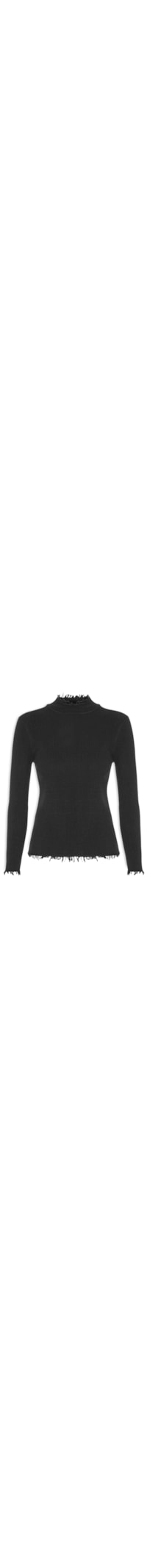 Blusa Feminina Manga Longa Tricot Frayed - Preto