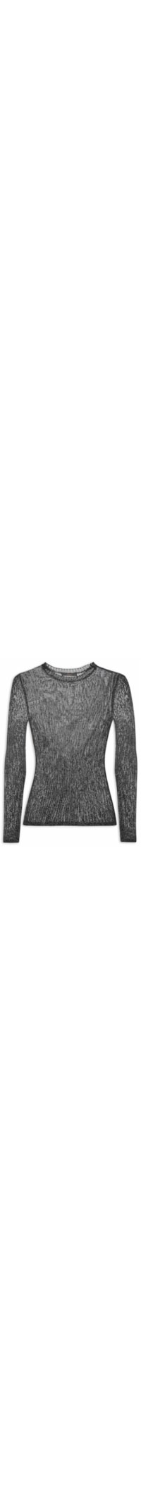 Blusa Feminina Manga Longa Tricot Metalizado - Preto