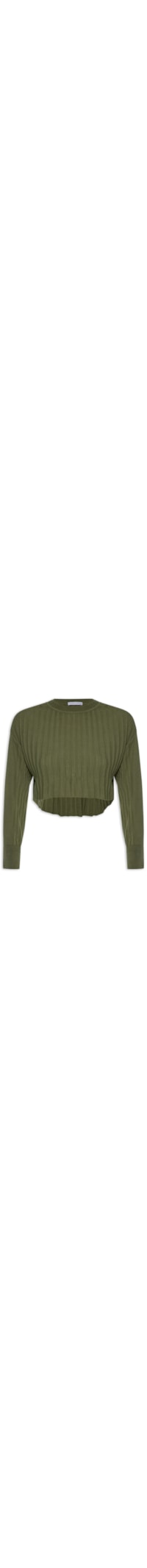 Blusa Feminina Manga Longa Tricot Plissada - Verde