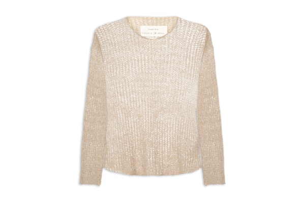 Blusa Feminina Manga Longa Tricot Rede - Bege