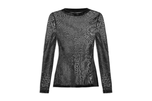 Blusa Feminina Manga Longa Tule De Veludo - Preto