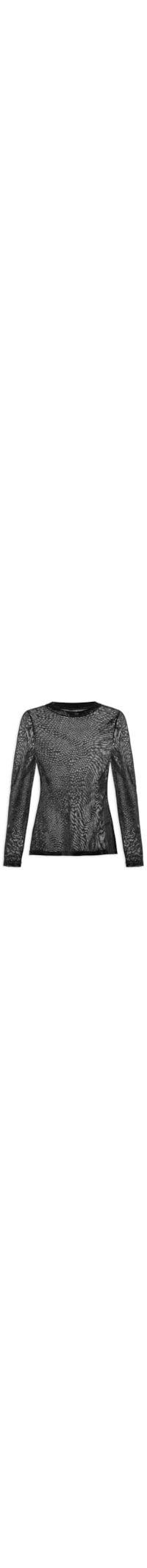 Blusa Feminina Manga Longa Tule De Veludo - Preto