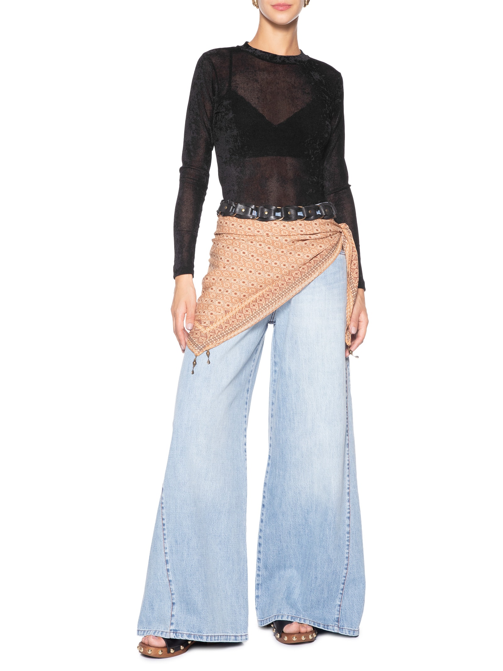 Blusa Feminina Manga Longa Tule De Veludo Preto Maria Filó