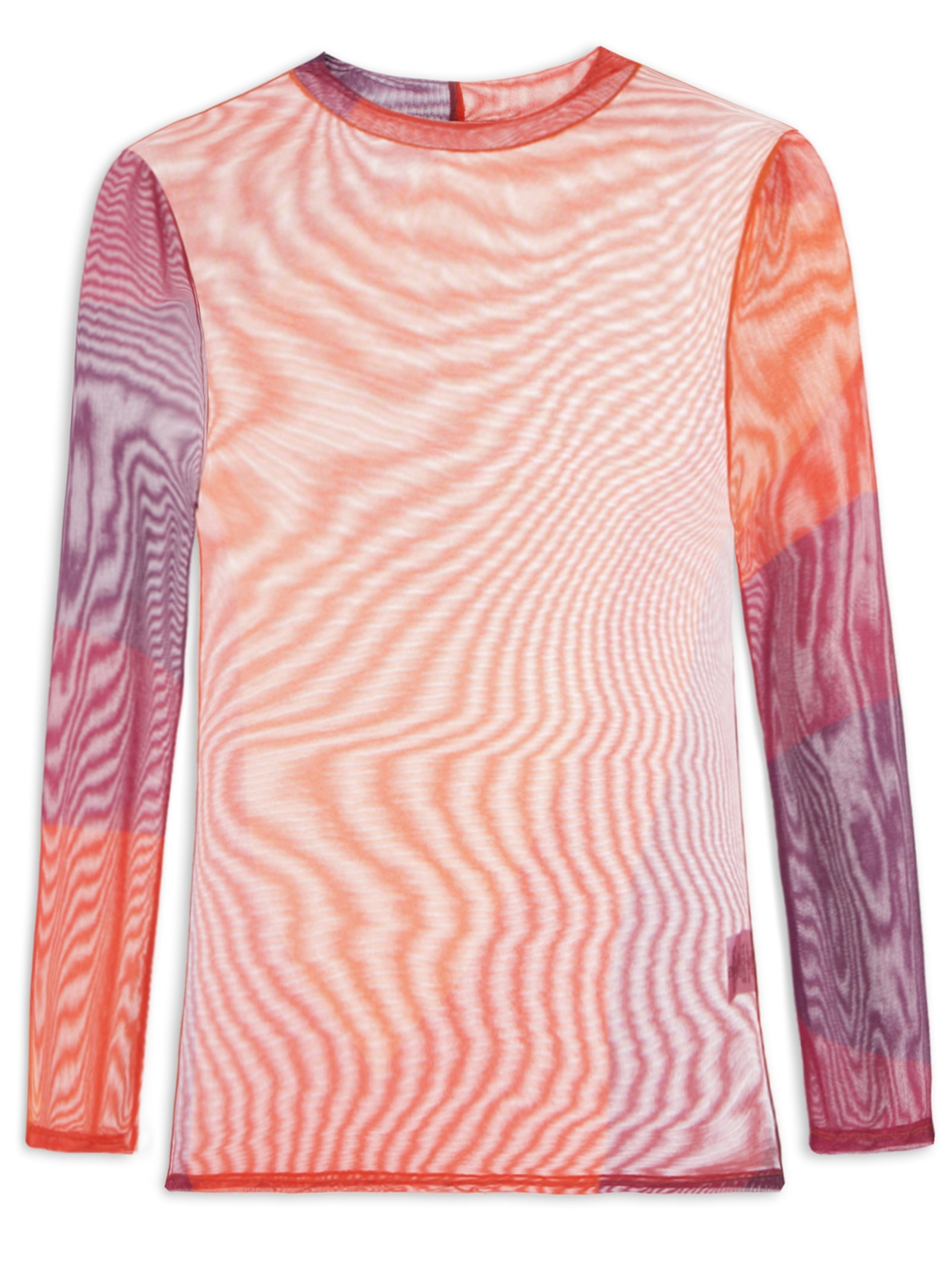 Blusa Feminina Manga Longa Tule Estampado Laranja Cacay