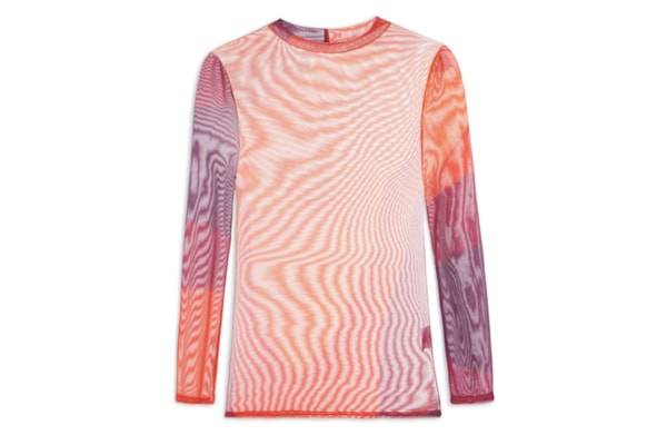 Blusa Feminina Manga Longa Tule Estampado - Laranja