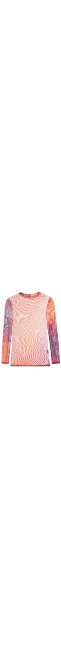 Blusa Feminina Manga Longa Tule Estampado - Laranja