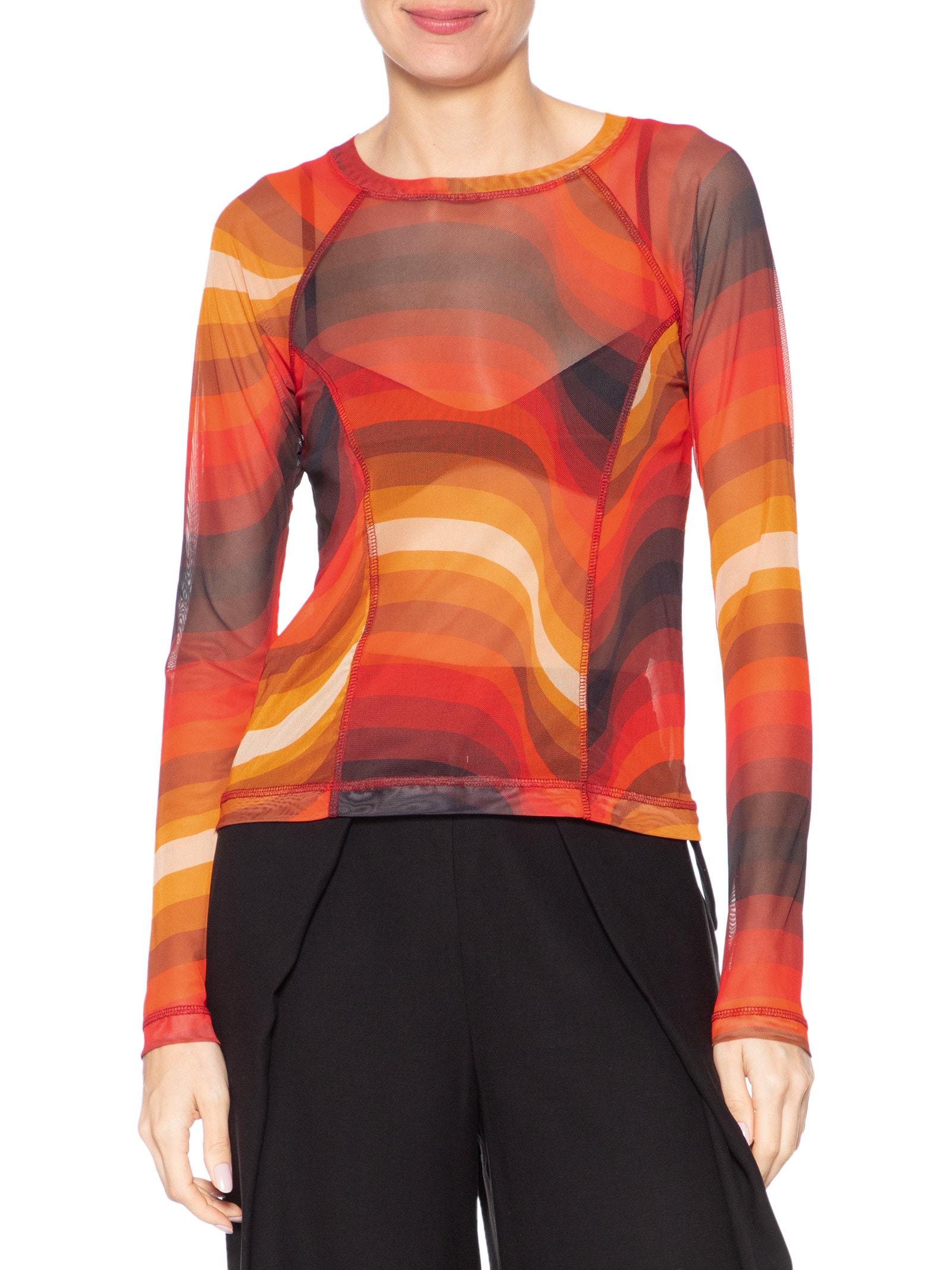 Blusa Feminina Manga Longa Tule Ipanema Laranja Osklen