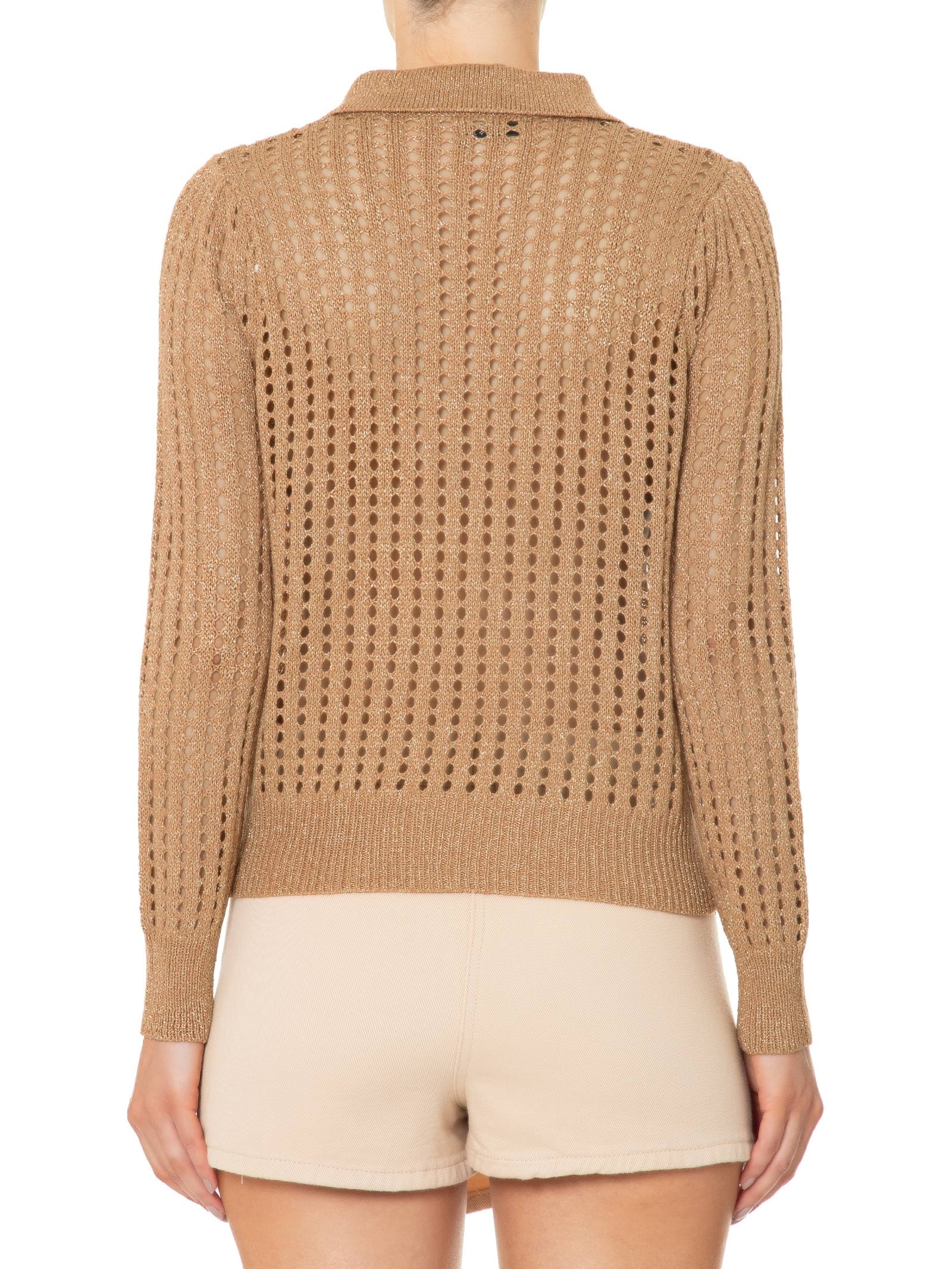 Blusa Feminina Manga Longa Vazada Em Tricot Marrom Market 33